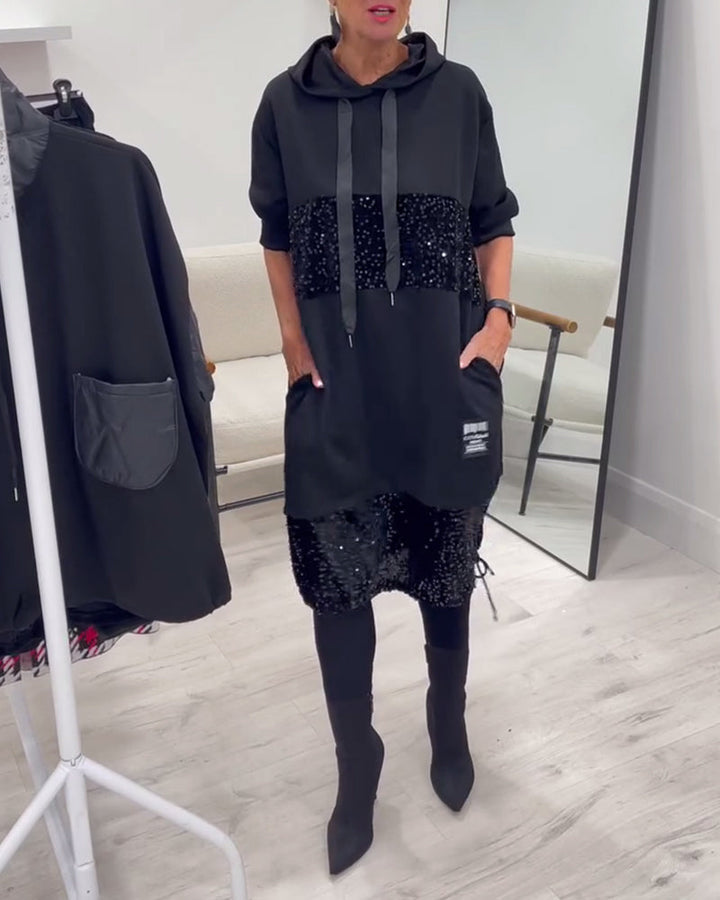 SAOIRSE | TRENDY PATCHWORK HOODED DRESS