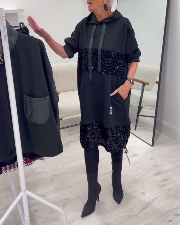 SAOIRSE | TRENDY PATCHWORK HOODED DRESS