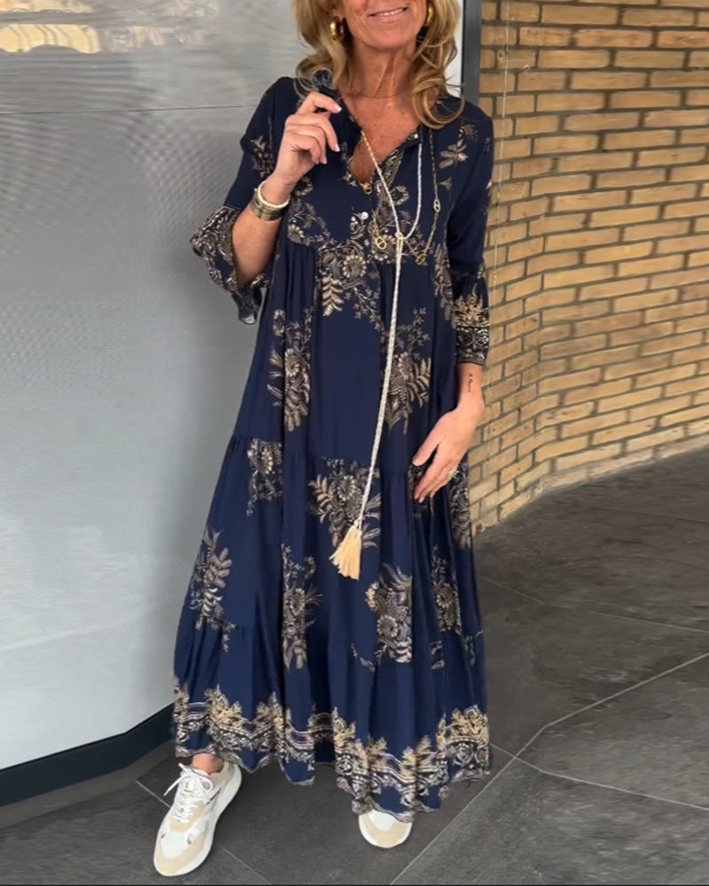 Ophelia - V-neck loose vintage dress