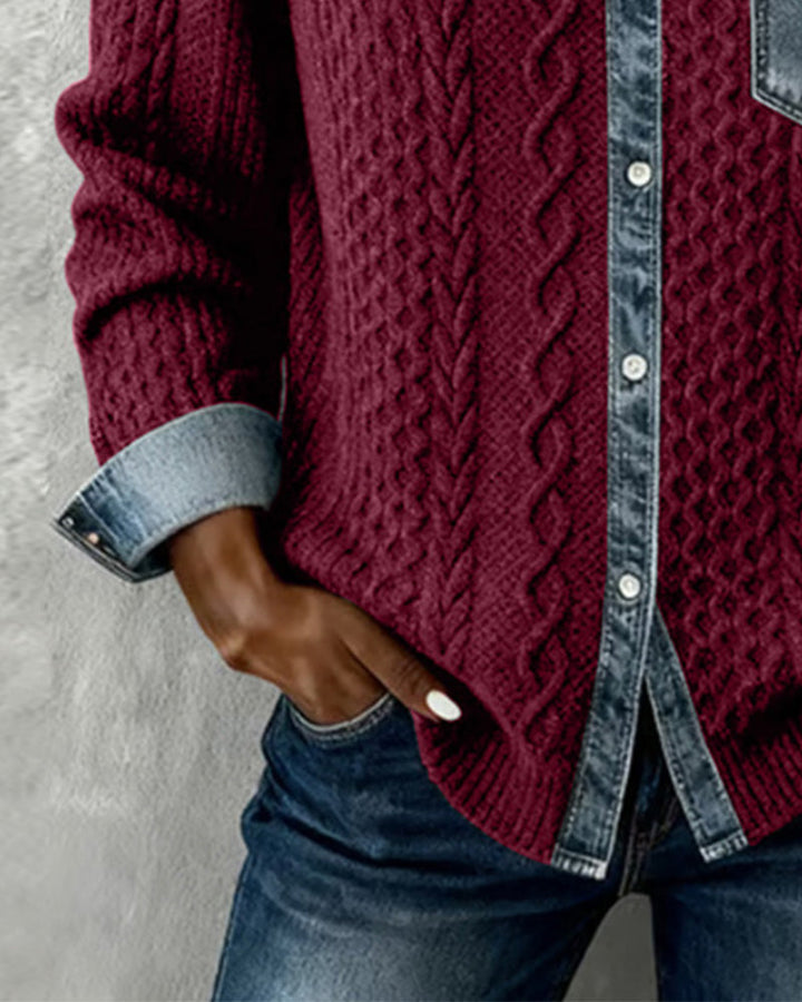 Maeve™ | Women’s Long Sleeve Shirt with Denim Patchwork