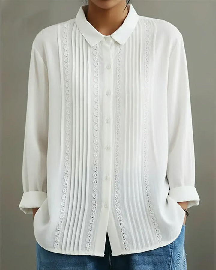 Anya™ | Women’s Solid Color Long Sleeve Shirt with Peter Pan Collar