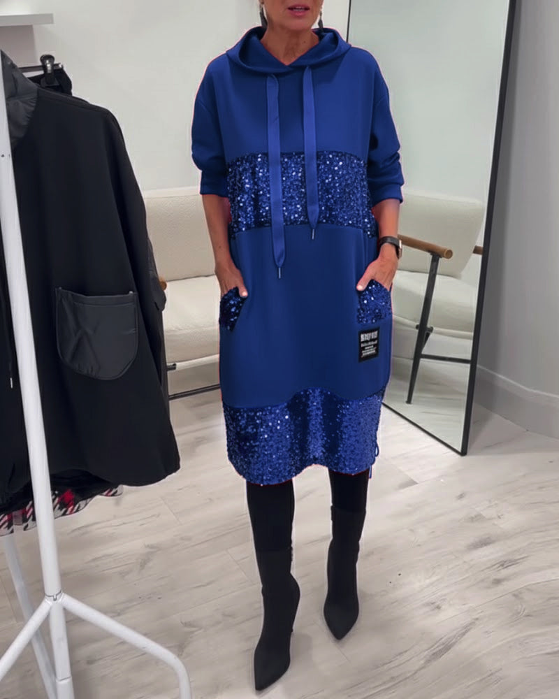 SAOIRSE | TRENDY PATCHWORK HOODED DRESS