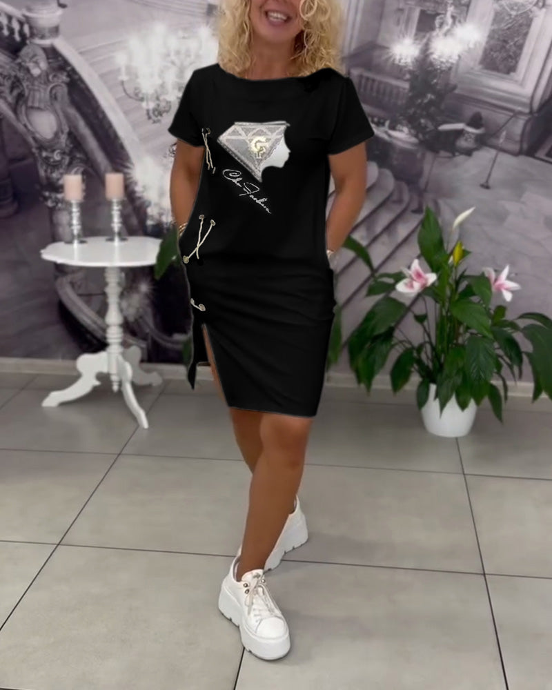 Liora™ | Women’s Printed Bodycon Dress with Slit