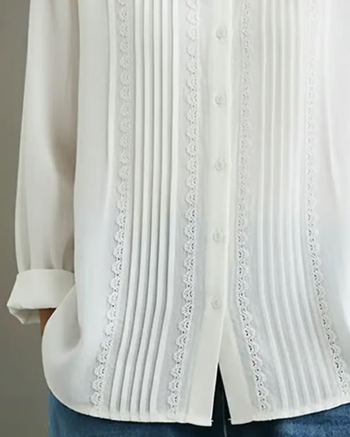 Anya™ | Women’s Solid Color Long Sleeve Shirt with Peter Pan Collar