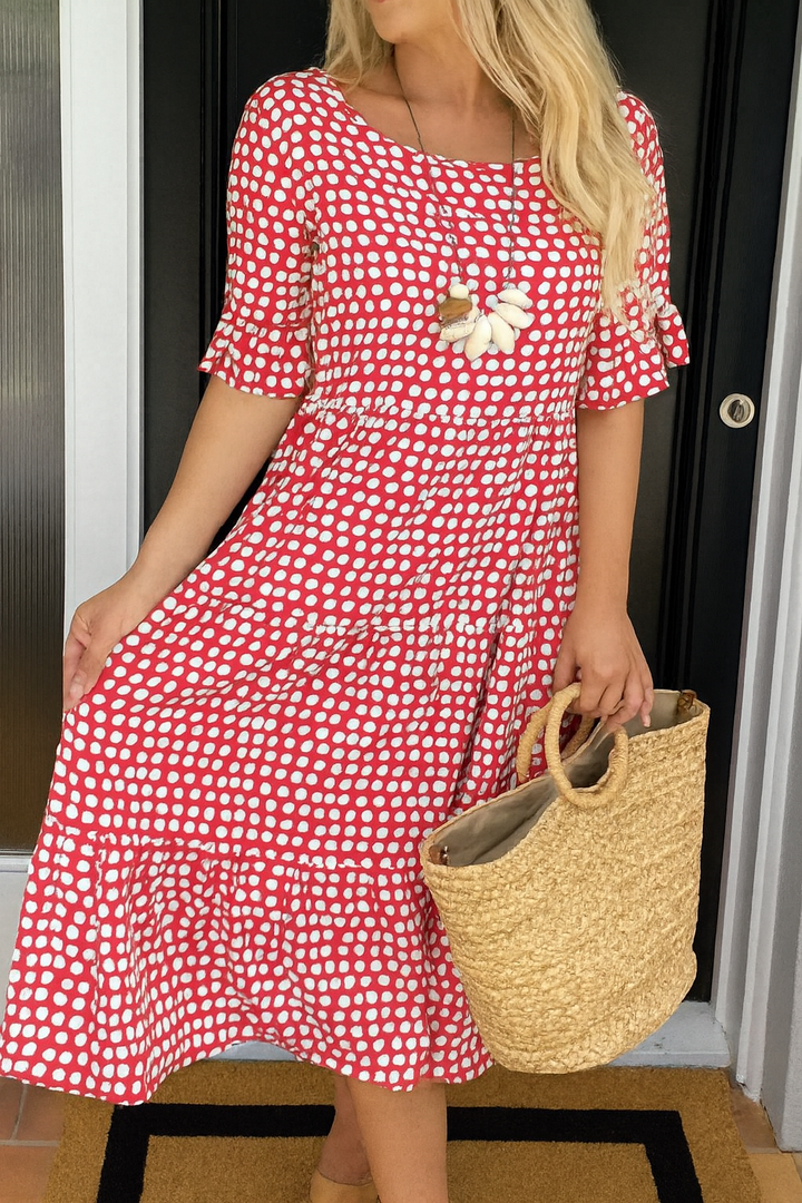 IMOGEN | SABLE SHORT-SLEEVE MIDI DRESS