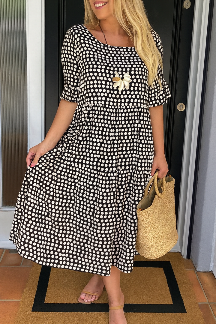 IMOGEN | SABLE SHORT-SLEEVE MIDI DRESS