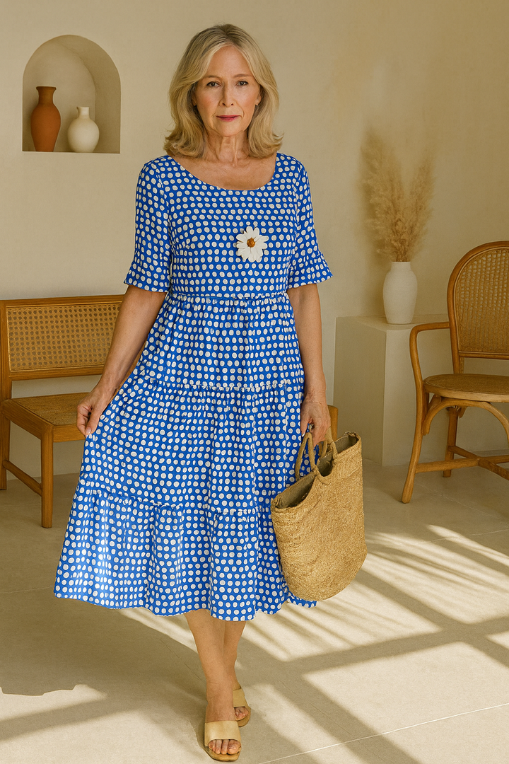 IMOGEN | SABLE SHORT-SLEEVE MIDI DRESS