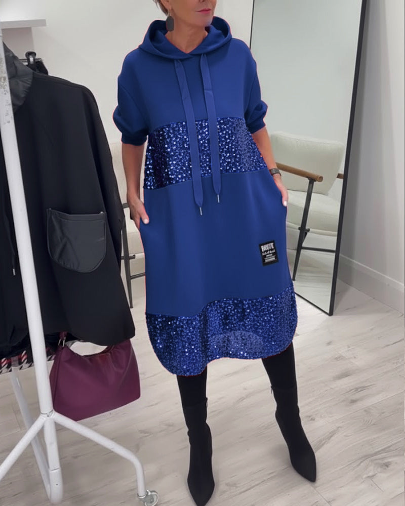 SAOIRSE | TRENDY PATCHWORK HOODED DRESS