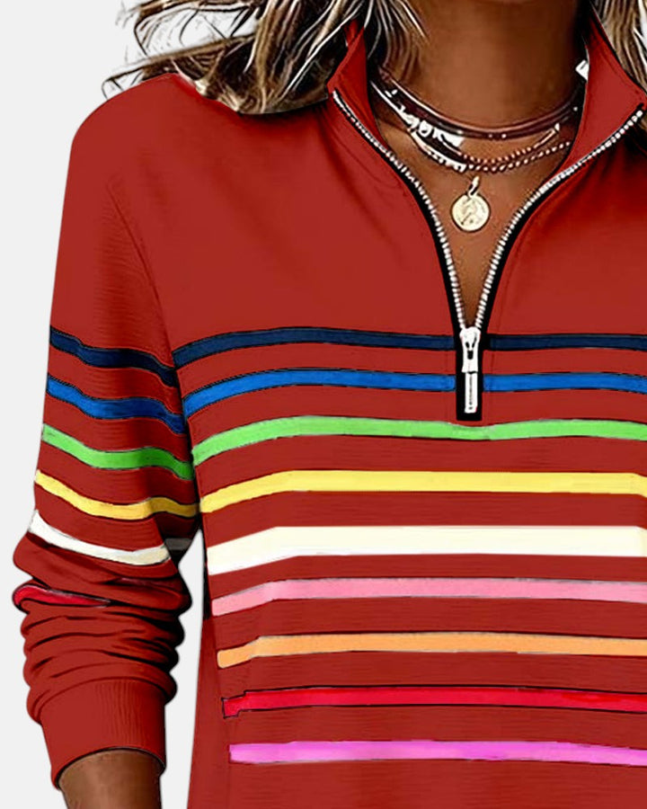 CAOIMHE | RAINBOW STRIPED ZIP SWEATSHIRT