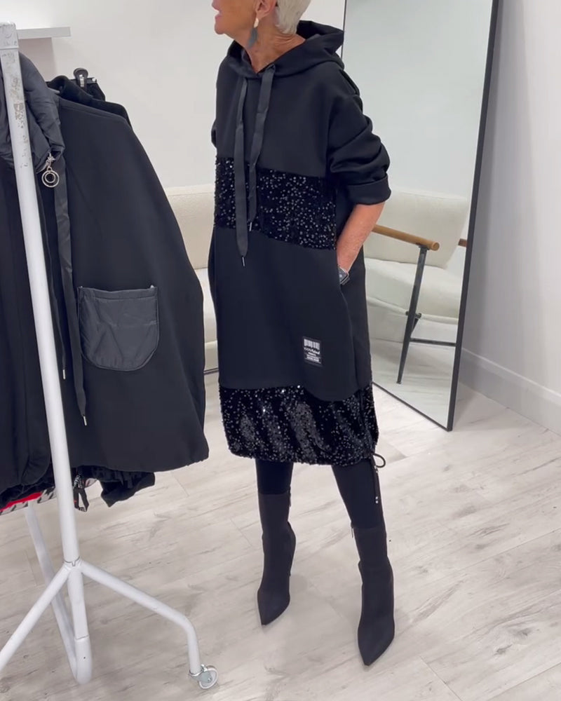 SAOIRSE | TRENDY PATCHWORK HOODED DRESS