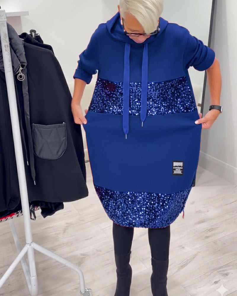 SAOIRSE | TRENDY PATCHWORK HOODED DRESS