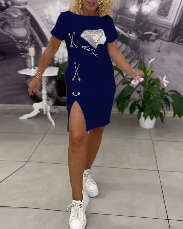 Liora™ | Women’s Printed Bodycon Dress with Slit