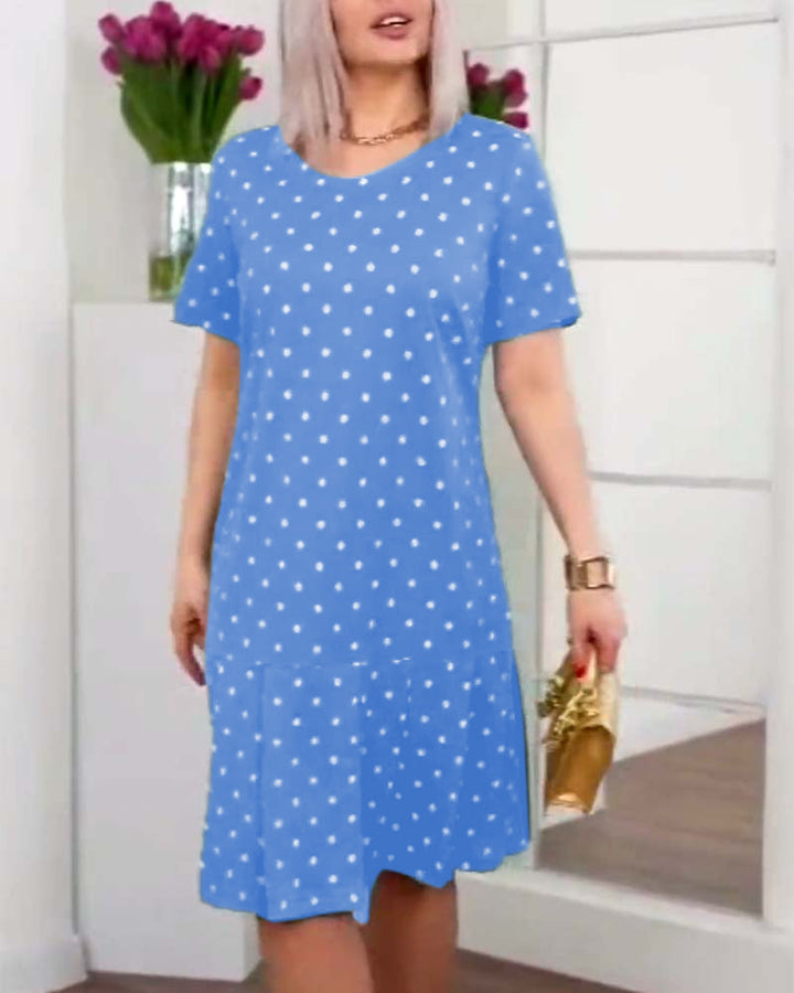 Beatrice - Casual dress with polka dot print and short sleeves