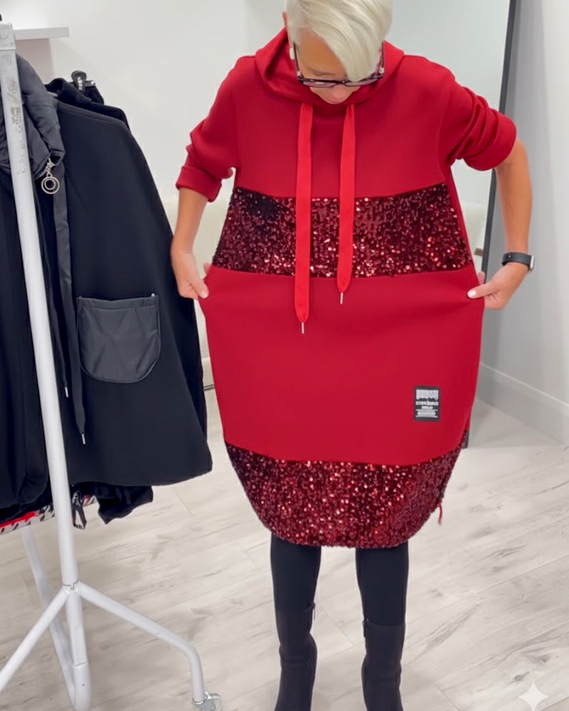 SAOIRSE | TRENDY PATCHWORK HOODED DRESS