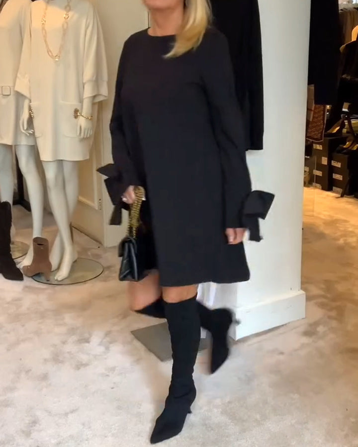 Ines™ | Women’s Bold Dress with Round Collar and Flounce Sleeves