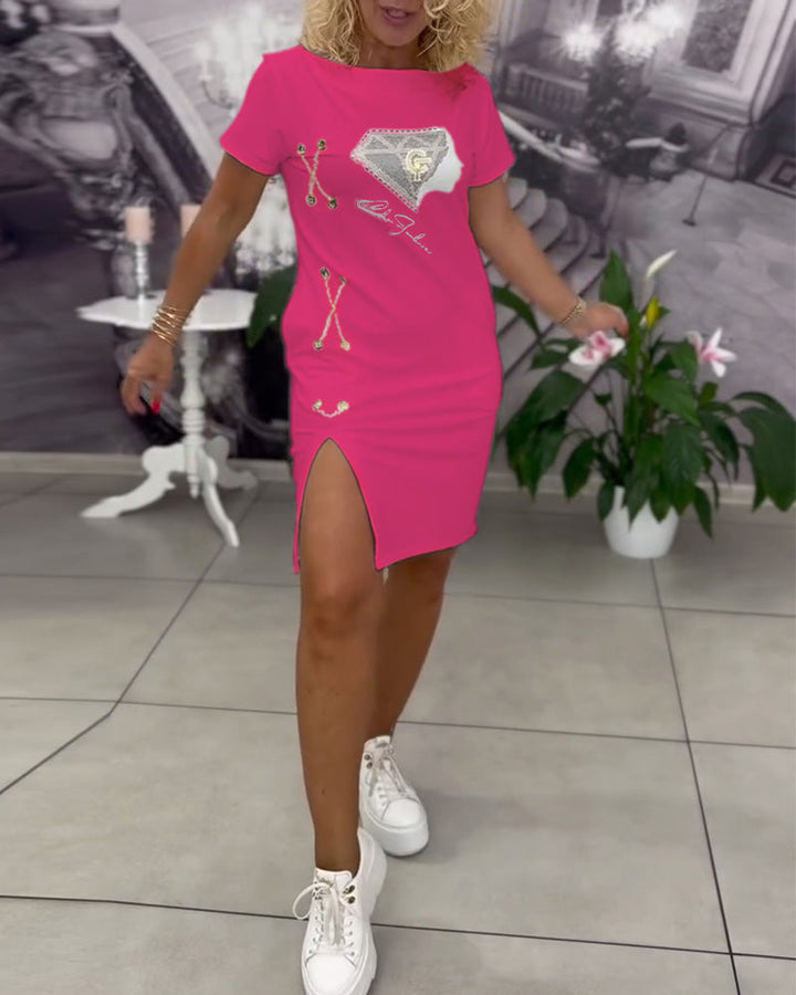 Liora™ | Women’s Printed Bodycon Dress with Slit