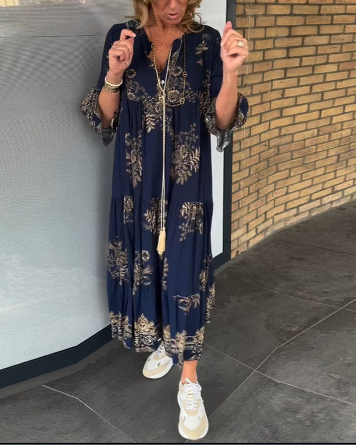 Ophelia - V-neck loose vintage dress