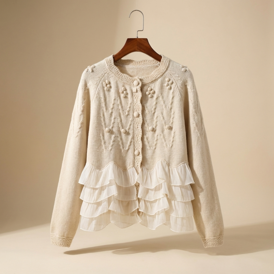 EILIS | RUFFLE HEM KNIT CARDIGAN