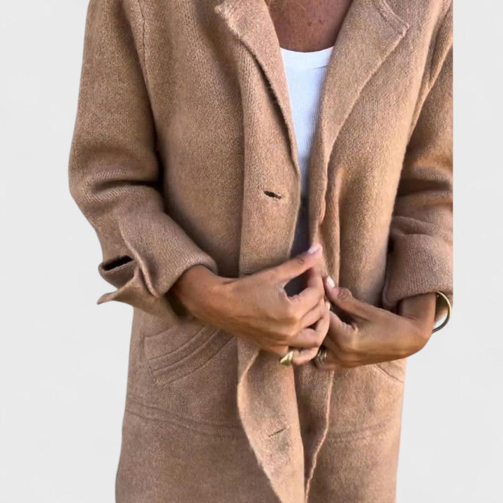 Freya | Casual Long Coat with Lapel