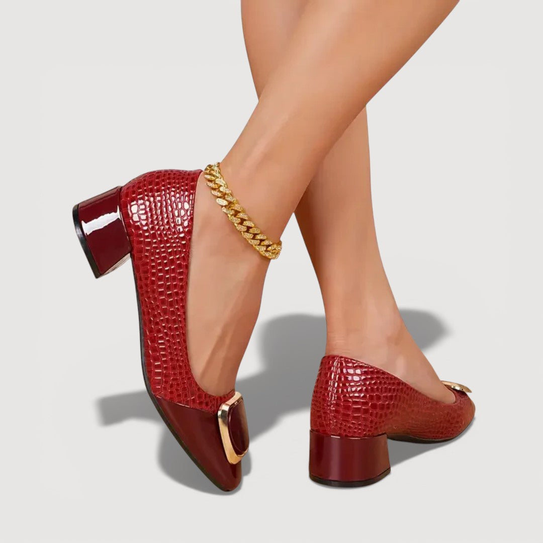 FIANNA | ORTHOPAEDIC CROCO BLOCK HEELS