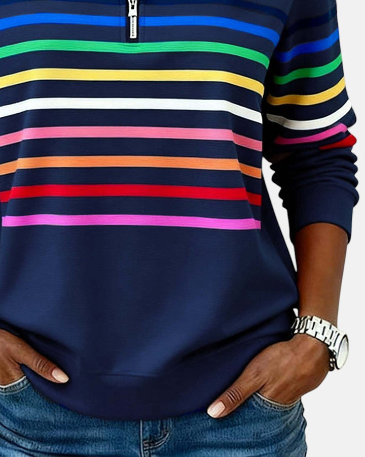 CAOIMHE | RAINBOW STRIPED ZIP SWEATSHIRT