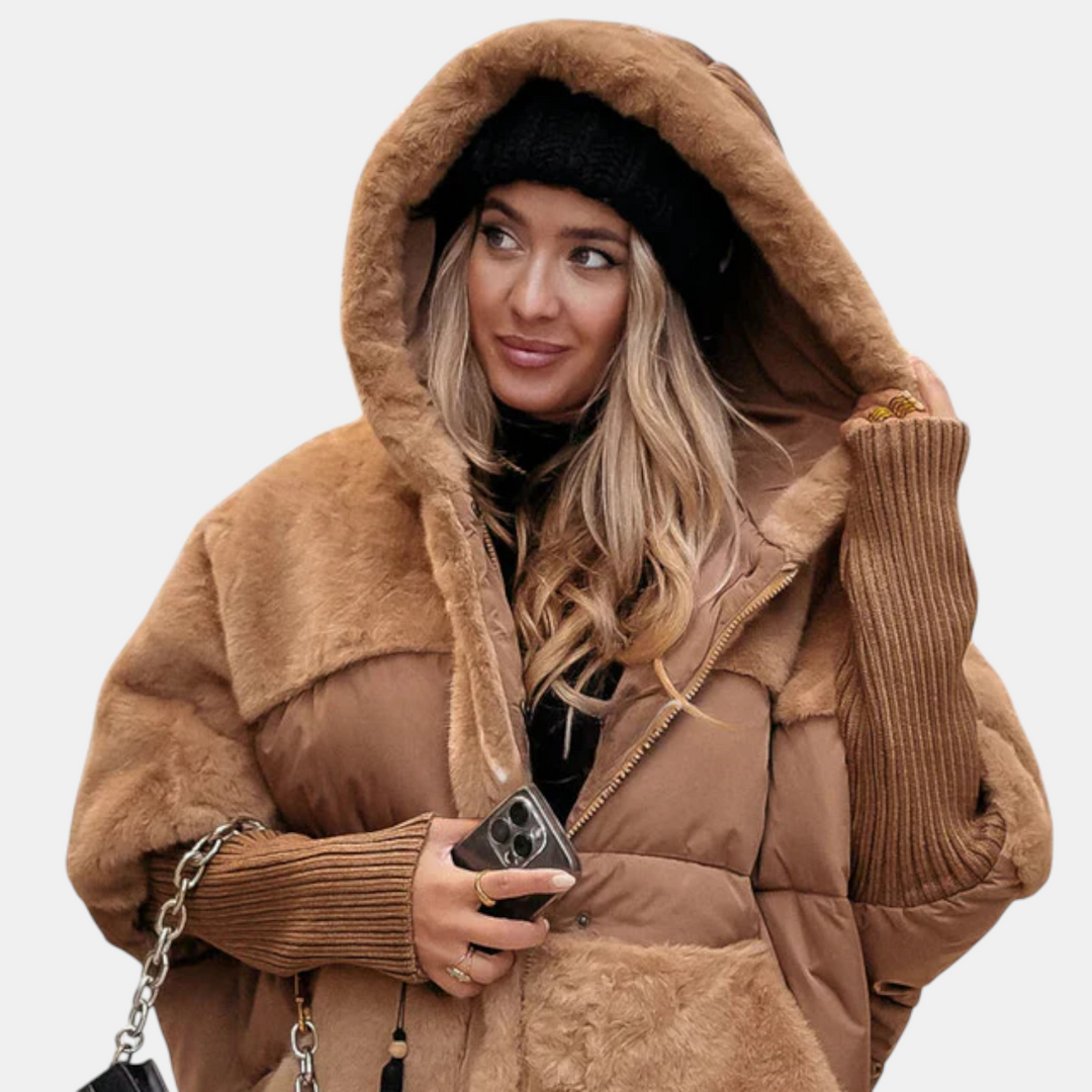 LAOISE | OVERSIZED HOODED PATCHWORK PUFFER JACKET