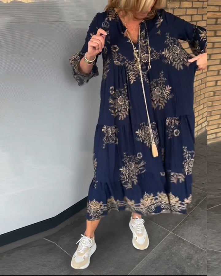 Ophelia - V-neck loose vintage dress