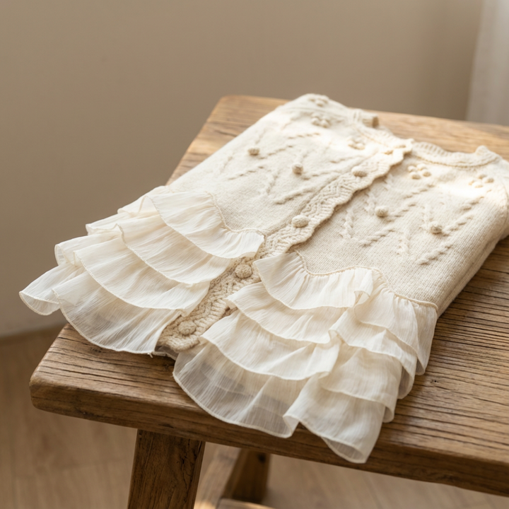 EILIS | RUFFLE HEM KNIT CARDIGAN