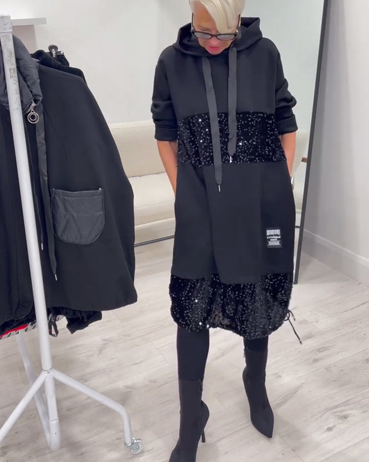 SAOIRSE | TRENDY PATCHWORK HOODED DRESS