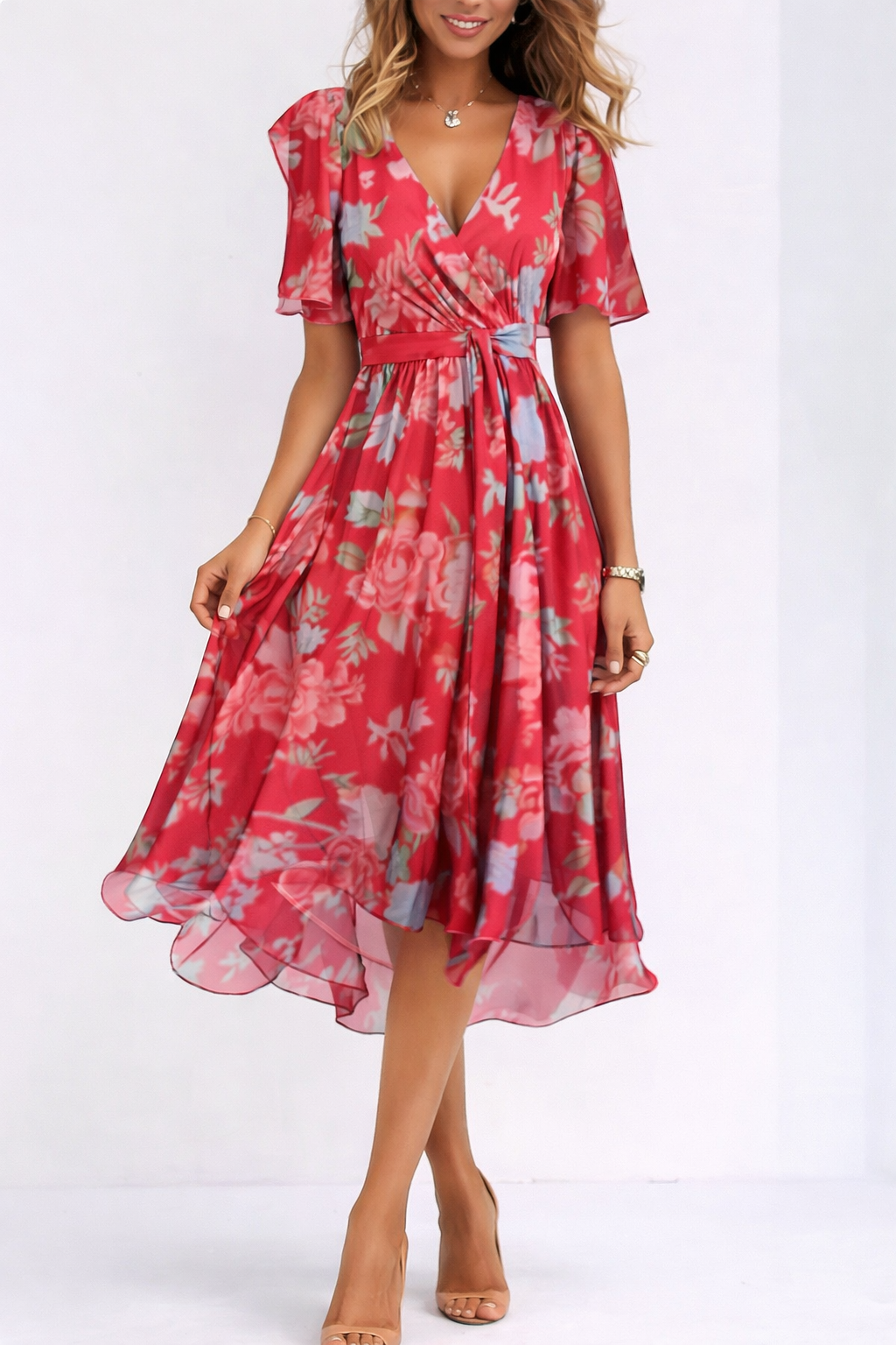 Brigid | Flattering Wrap Midi Dress