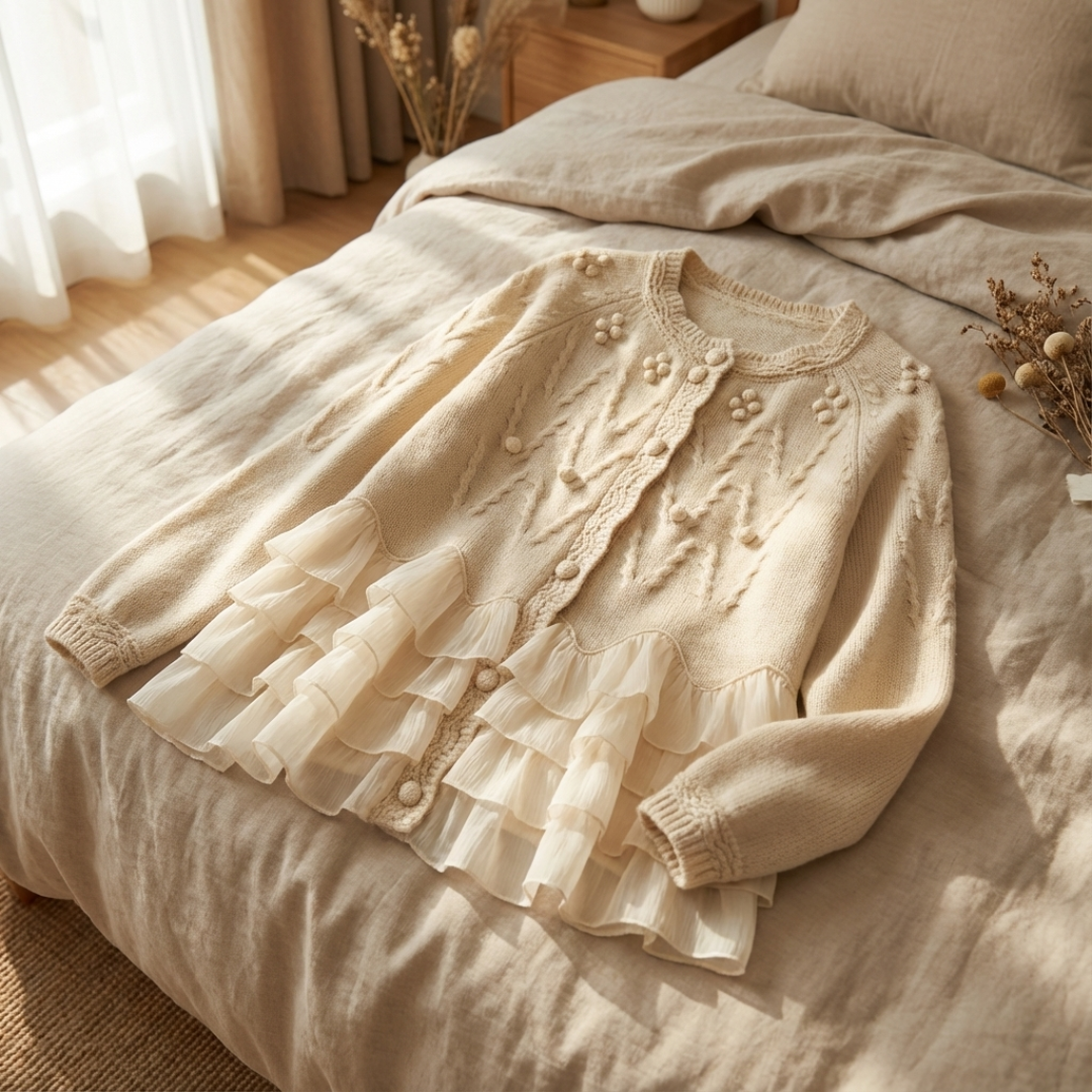 EILIS | RUFFLE HEM KNIT CARDIGAN