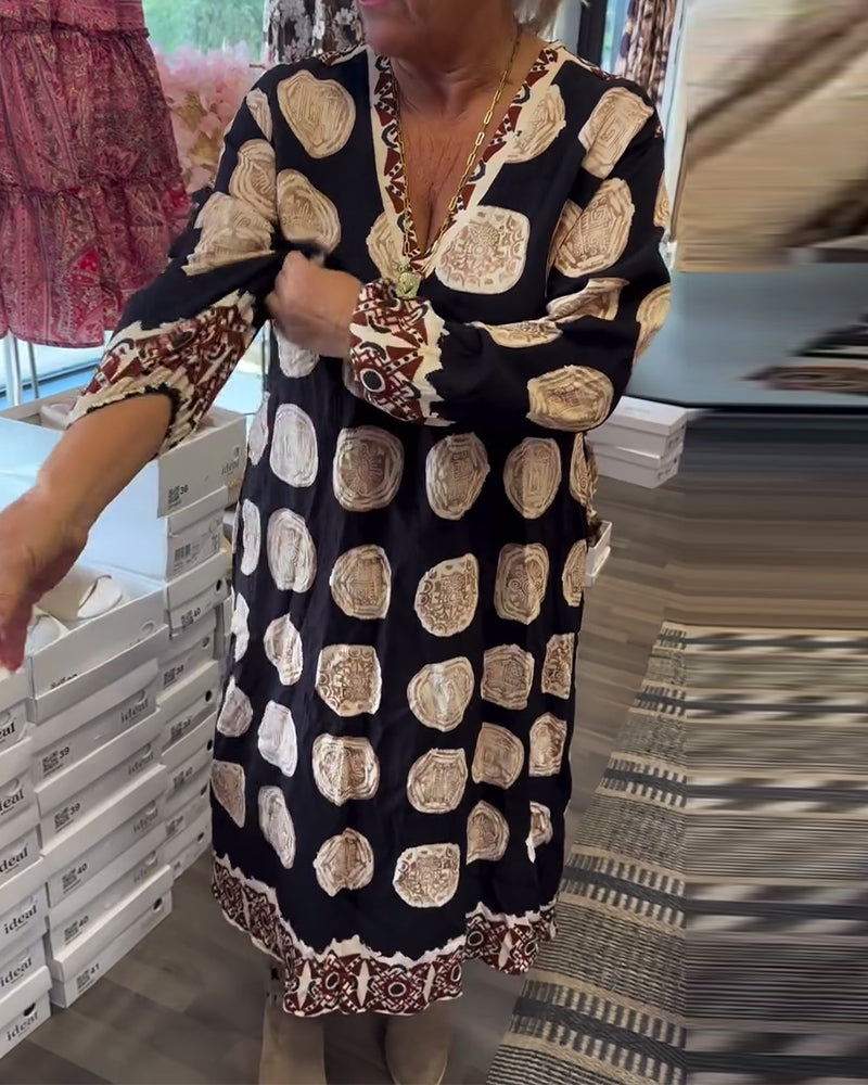 Marlowe™ | Women’s Long Sleeve Scoop Neck Printed Dress