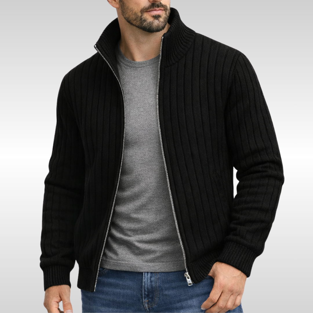 SEAMUS | CLASSIC RIB-KNIT ZIP CARDIGAN FOR MEN