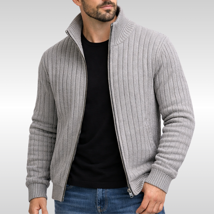 SEAMUS | CLASSIC RIB-KNIT ZIP CARDIGAN FOR MEN