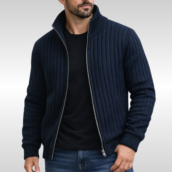 SEAMUS | CLASSIC RIB-KNIT ZIP CARDIGAN FOR MEN