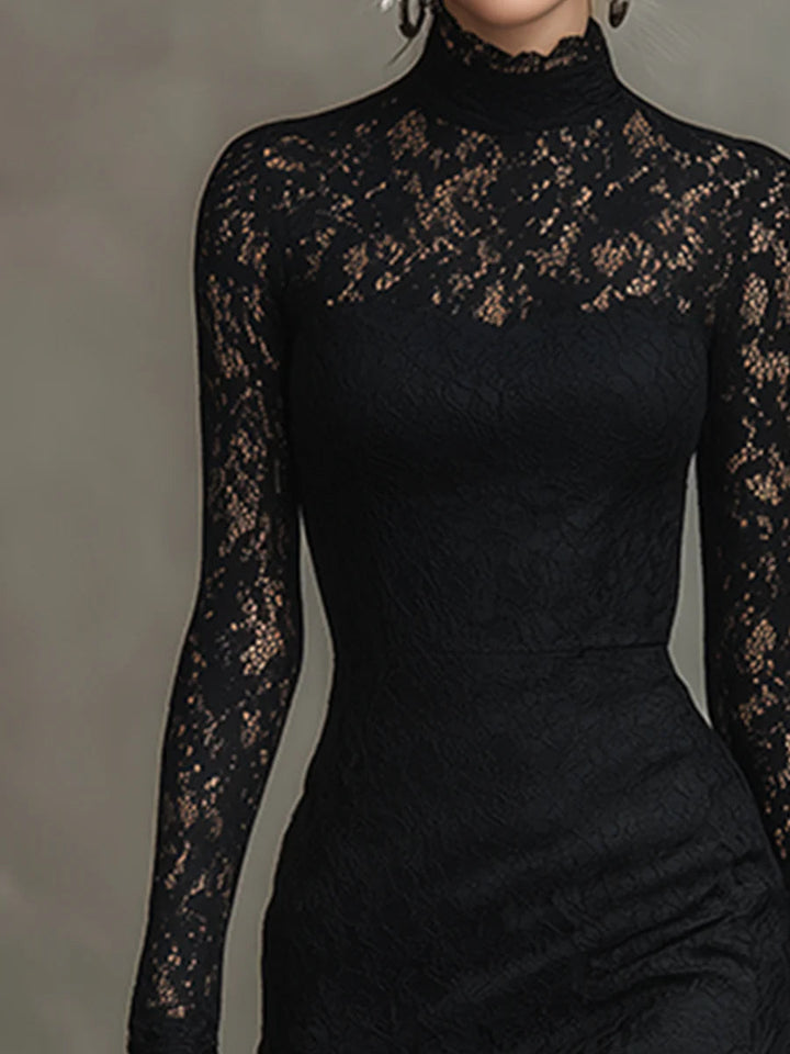 Elwira™ | Elegant Black Maxi Dress with Lace