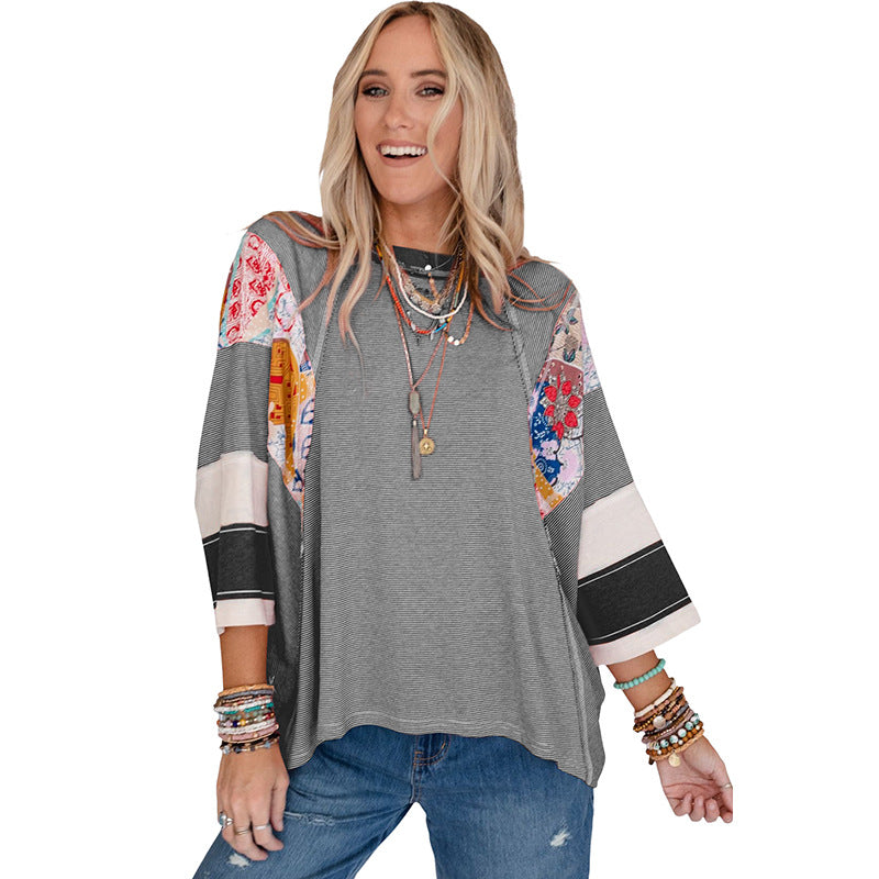 NESSA | LIGHTWEIGHT PATCHWORK BATWING TOP
