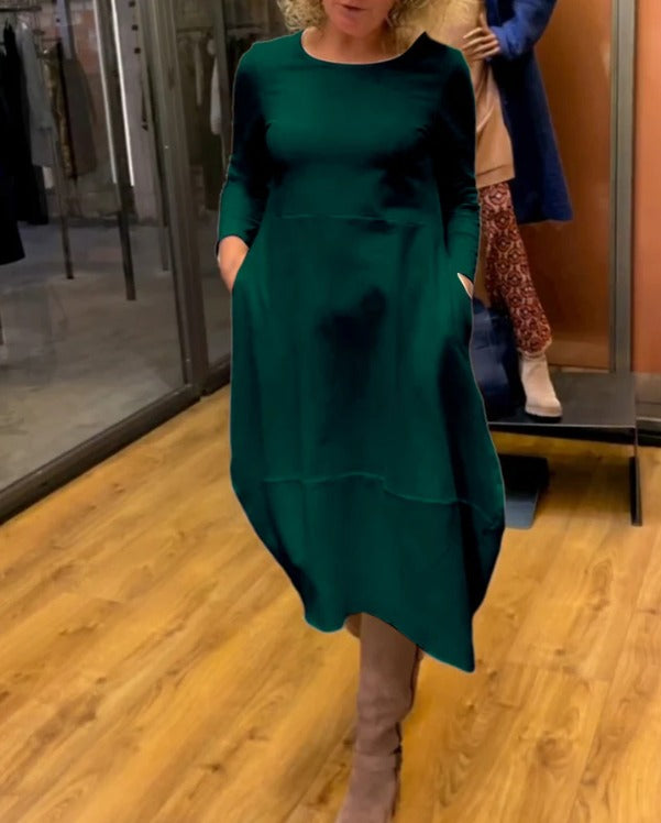 ROISIN | BLACK MIDI DRESS WITH POCKETS