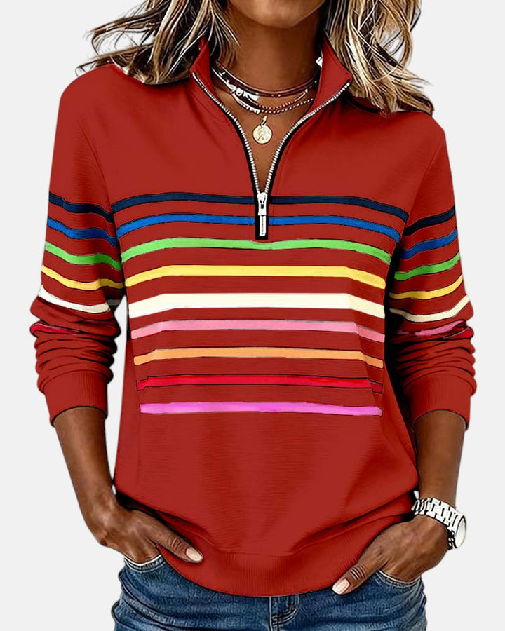 CAOIMHE | RAINBOW STRIPED ZIP SWEATSHIRT