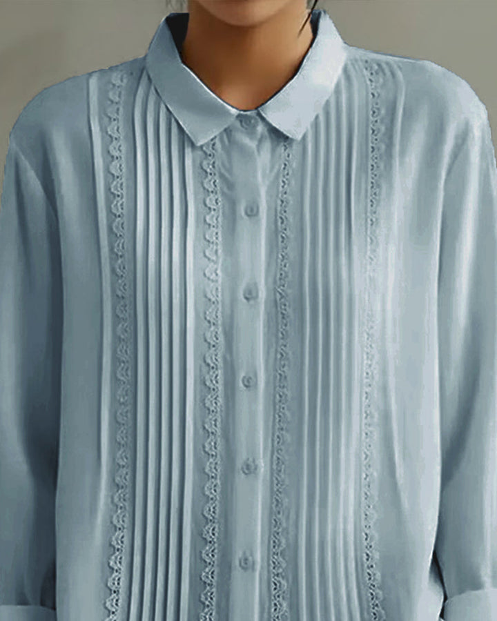 Anya™ | Women’s Solid Color Long Sleeve Shirt with Peter Pan Collar