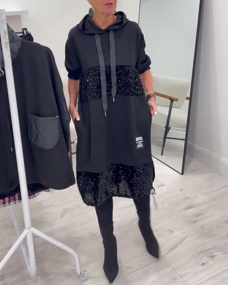 SAOIRSE | TRENDY PATCHWORK HOODED DRESS