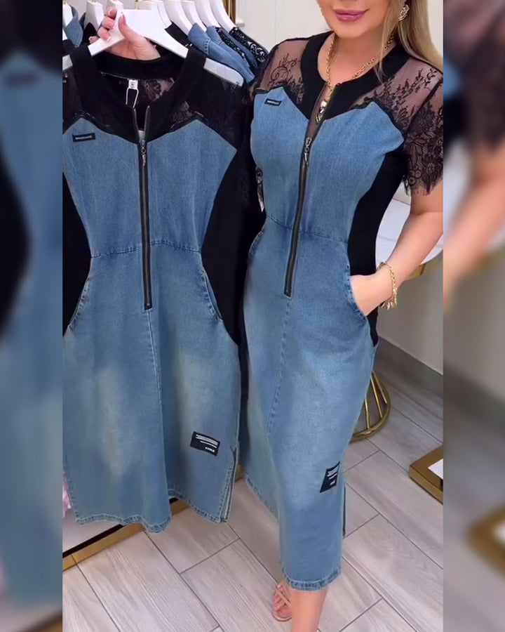 Azra™ | Women’s Fashion Dress with Lace Sleeves