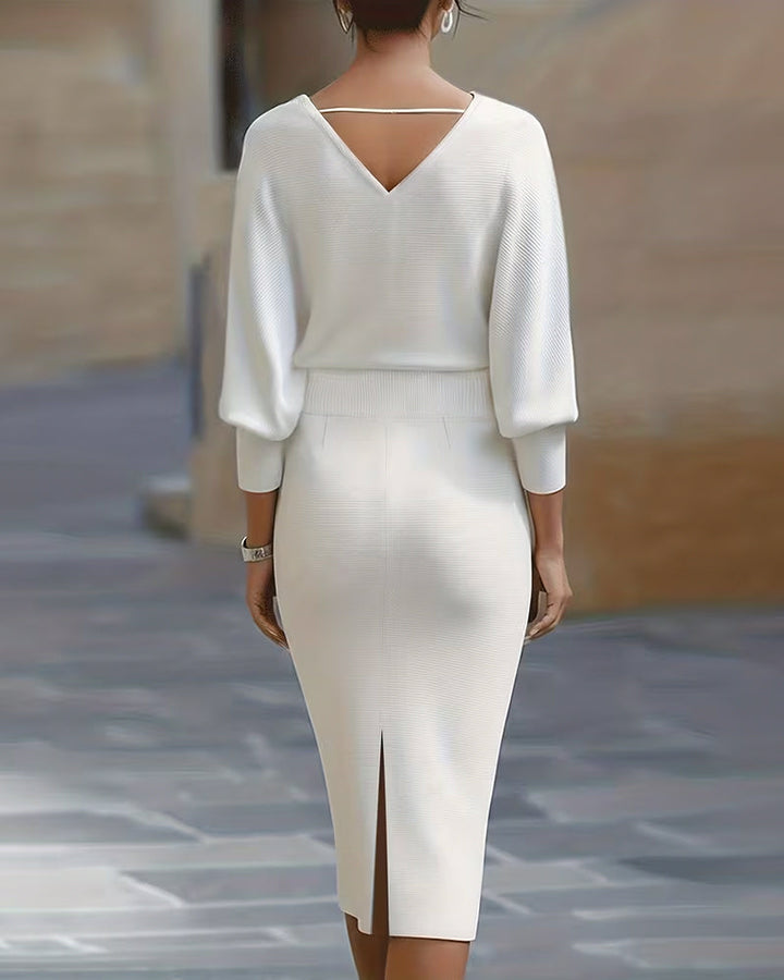 Tessia™ | Women’s Coordinated Set with Slit Shirt & Draped Top