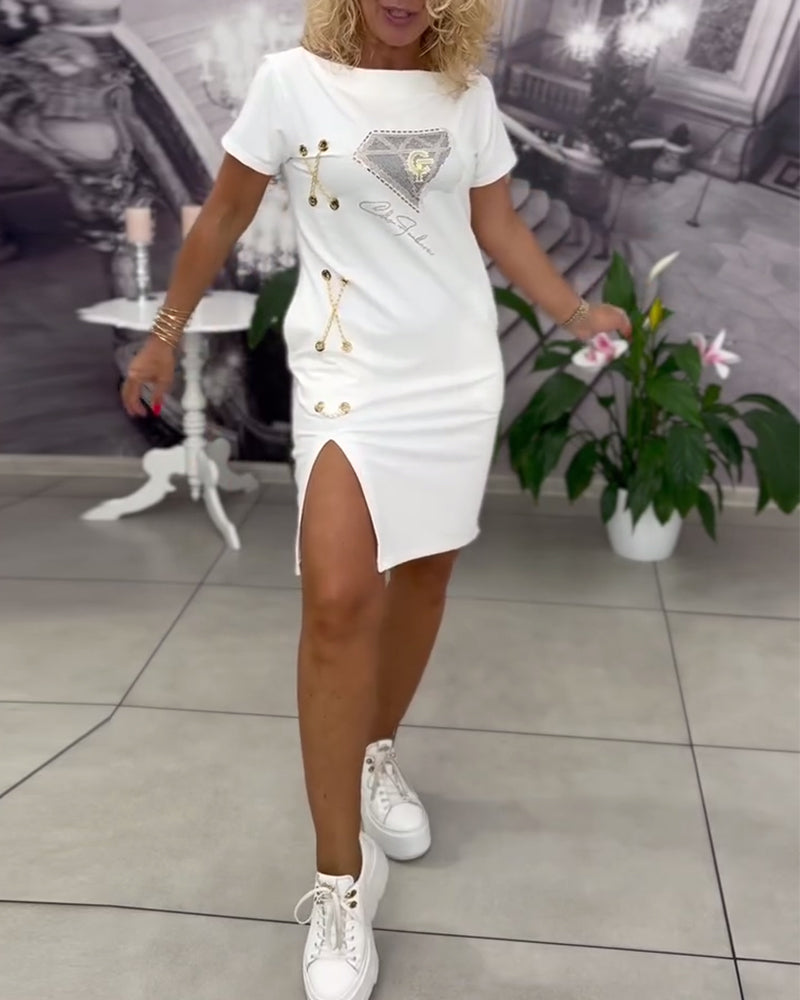 Liora™ | Women’s Printed Bodycon Dress with Slit