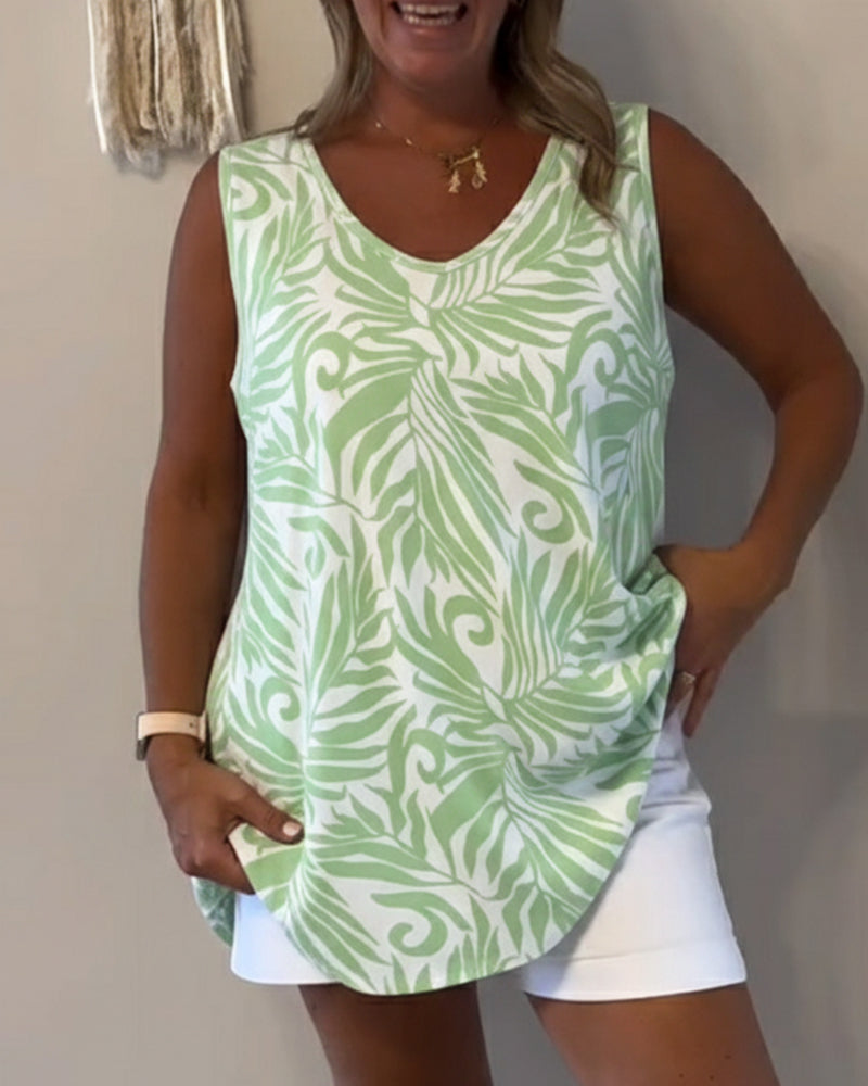 Thea™ | Women’s Loose-Fit Tank Top with Botanical Print