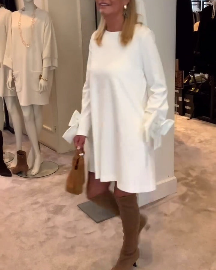 Ines™ | Women’s Bold Dress with Round Collar and Flounce Sleeves