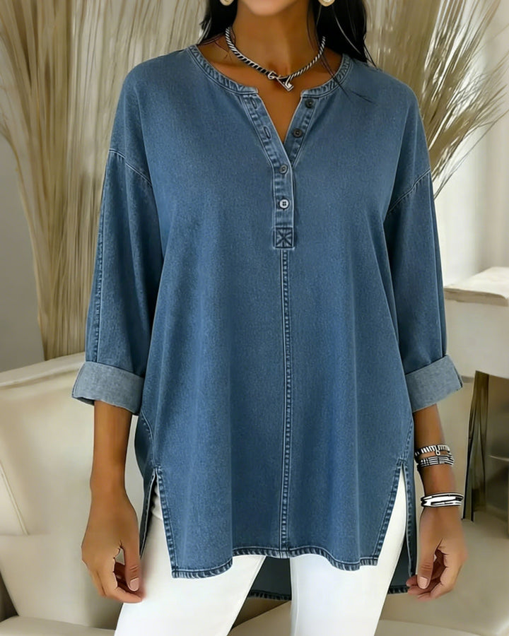 Wren™ | Women’s Button-Down V-Neck Denim Top