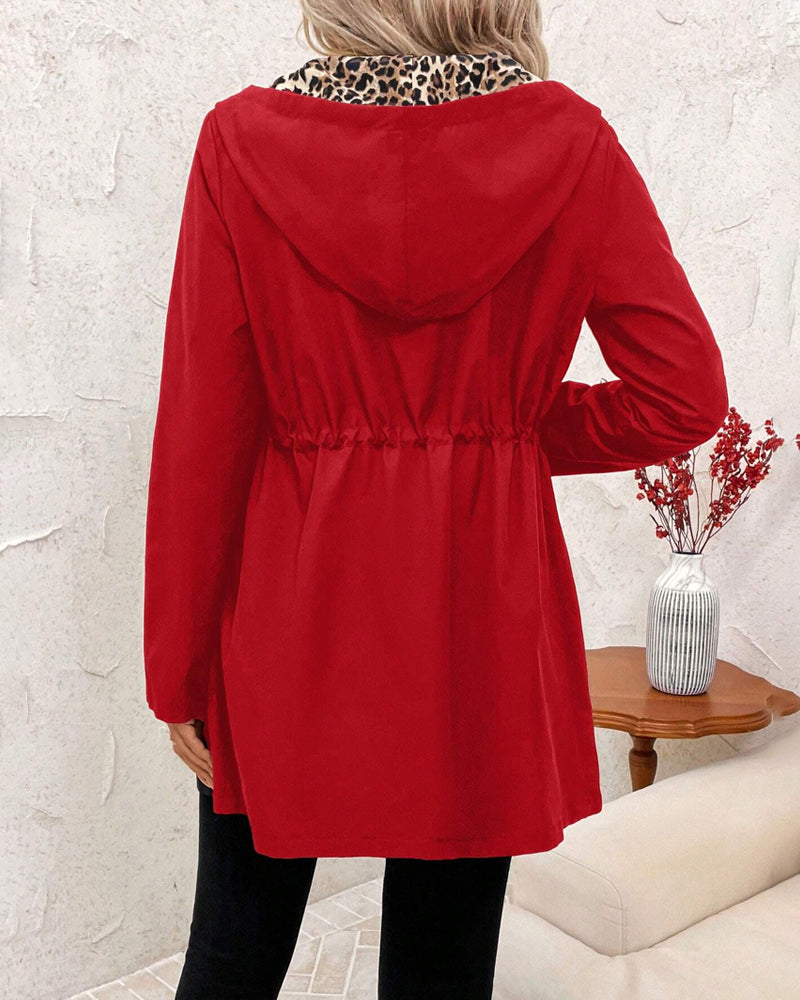 Daisy | Reversible Hooded Coat with Leopard Print