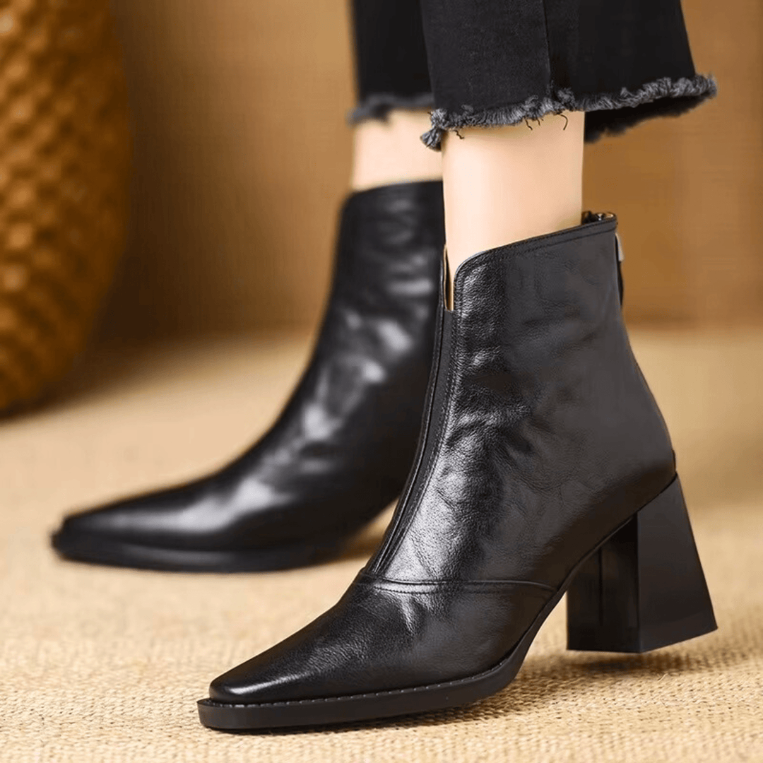EMER | STACKED HEEL LEATHER ANKLE BOOT