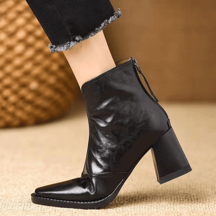 EMER | STACKED HEEL LEATHER ANKLE BOOT